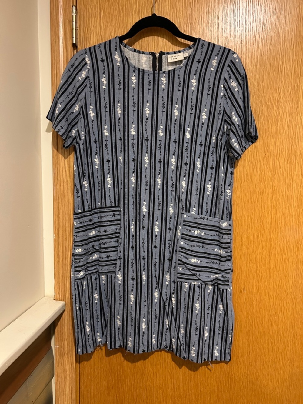 Striped Blue Floral Pocket Mini Dress